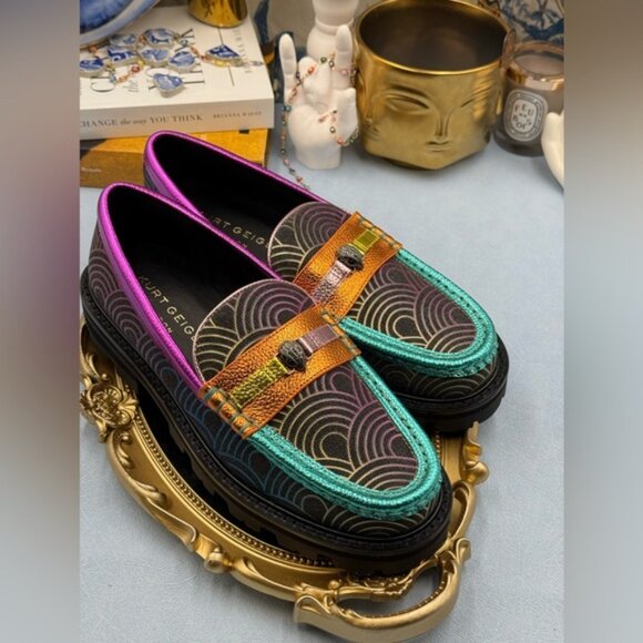 🆕 KURT GEIGER LONDON 🧿 NWOB Patterned Southbank Loafers Sz EU 37 US 7 - Picture 9 of 15